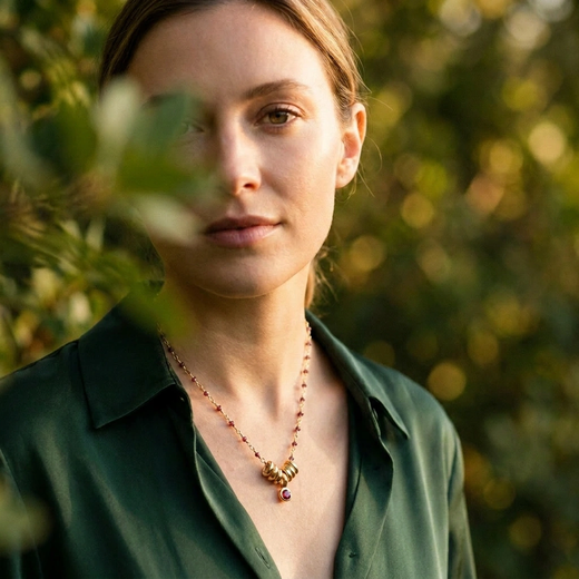 Garnet rosary necklace by Mirabelle